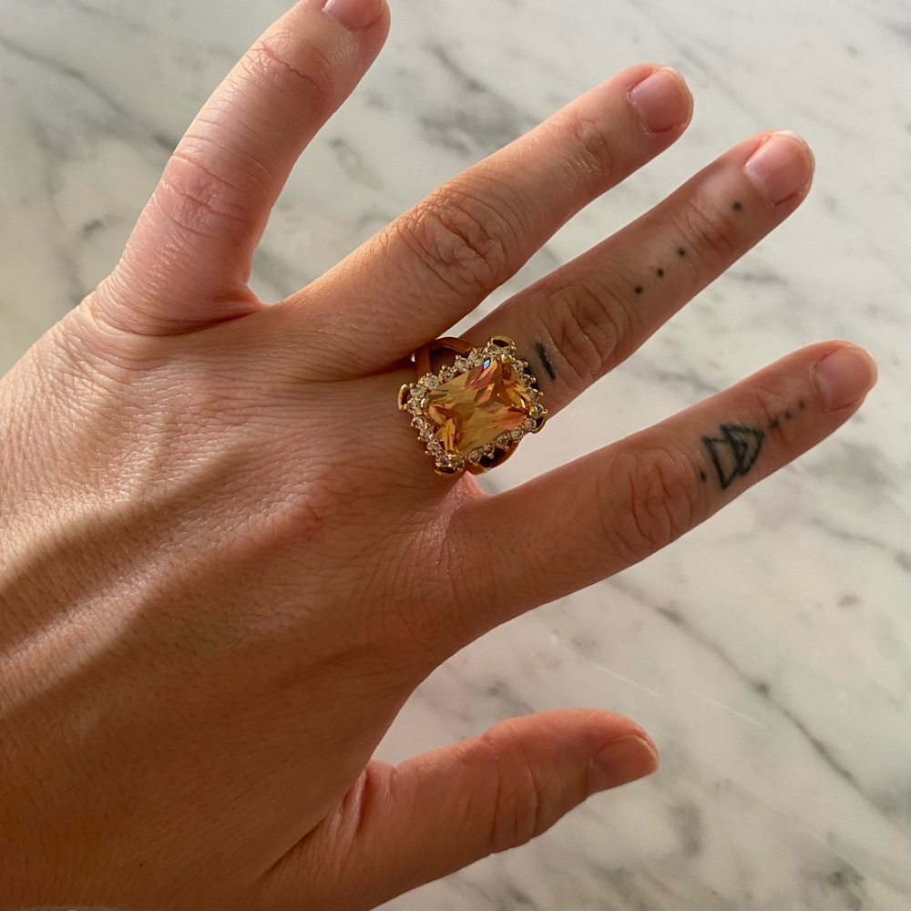 Gold-Toned Ring with Amber Stone